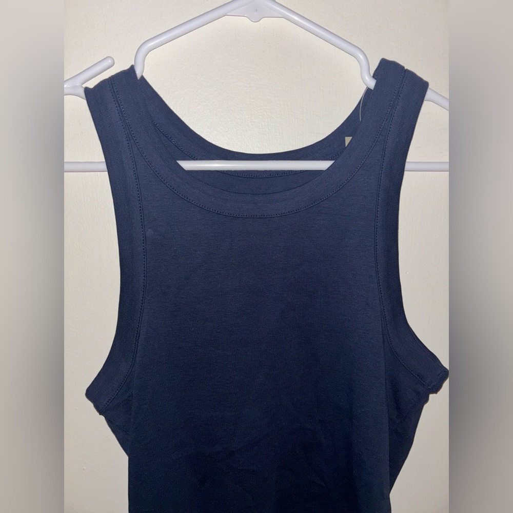 NWT J.Crew Perfect-fit high-neck tank top Small Navy Casual Simple Minimalist - Picture 4 of 10